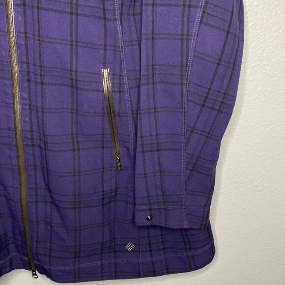 Columbia Dusk 2 Dawn Purple Omni Heat Jacket Plaid Full Zip Hooded Size Large - Picture 4 of 12